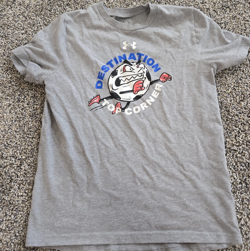 Under Armour Gray T-Shirt with Blue and Red Graphic